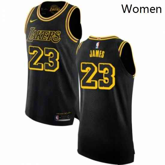 Womens Nike Los Angeles Lakers 23 LeBron James Swingman Black NBA Jersey City Edition